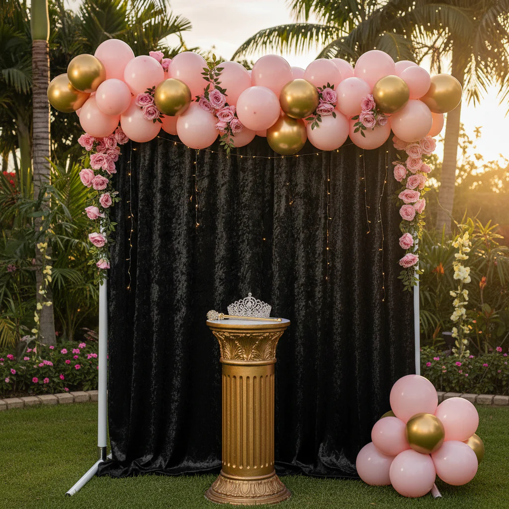 Velvet 16ft H x 52" W Drape/Backdrop Curtain Panel - Black - Image 4