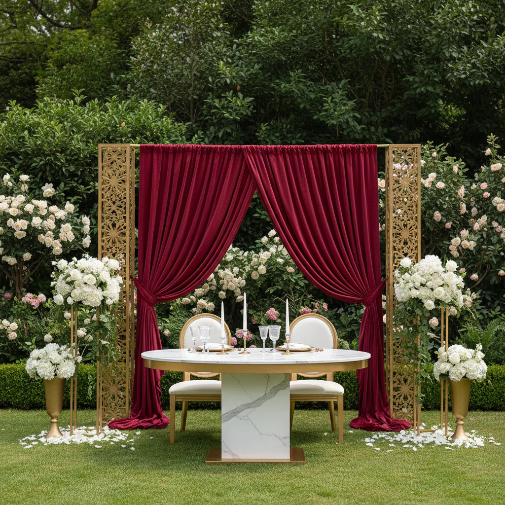 Velvet 16ft H x 52" W Drape/Backdrop Curtain Panel - Burgundy - Image 4