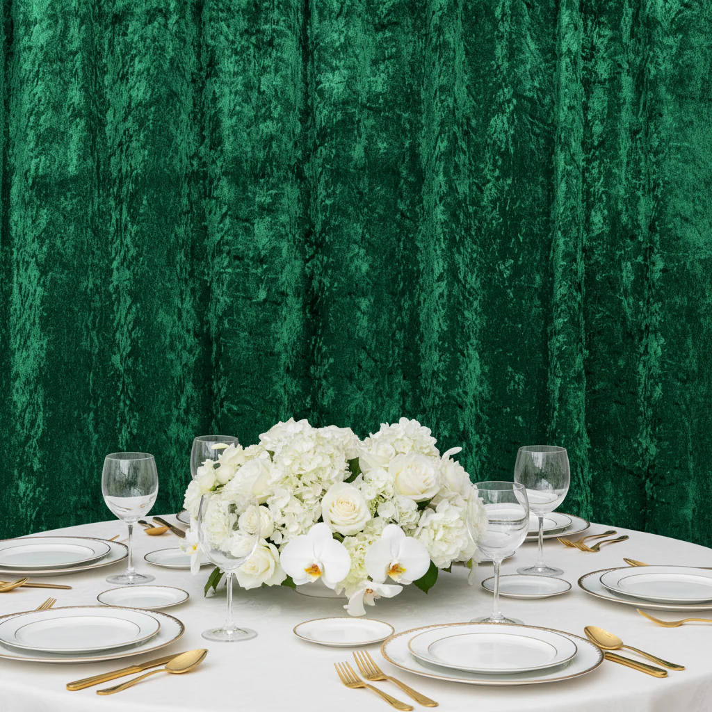 Velvet 16ft H x 52" W Drape/Backdrop Curtain Panel - Emerald Green - Image 3