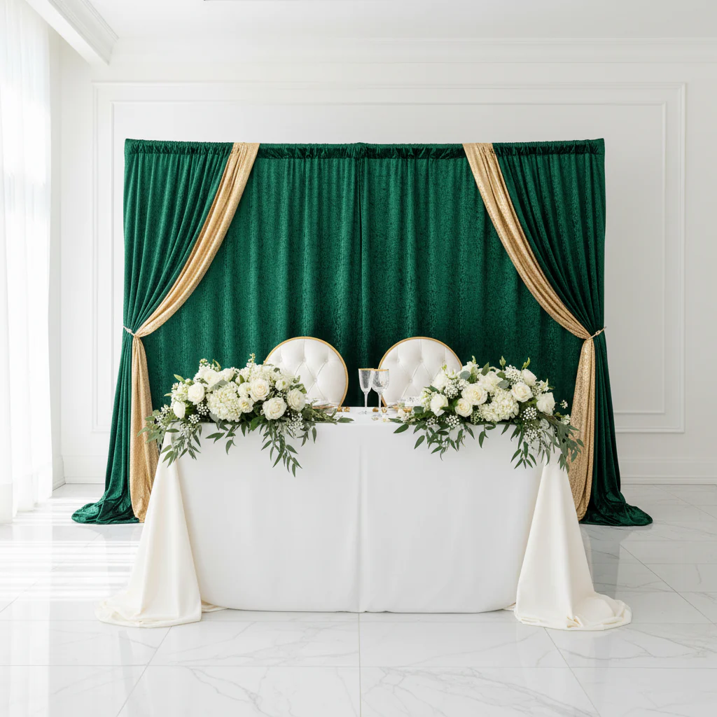 Velvet 16ft H x 52" W Drape/Backdrop Curtain Panel - Emerald Green - Image 4