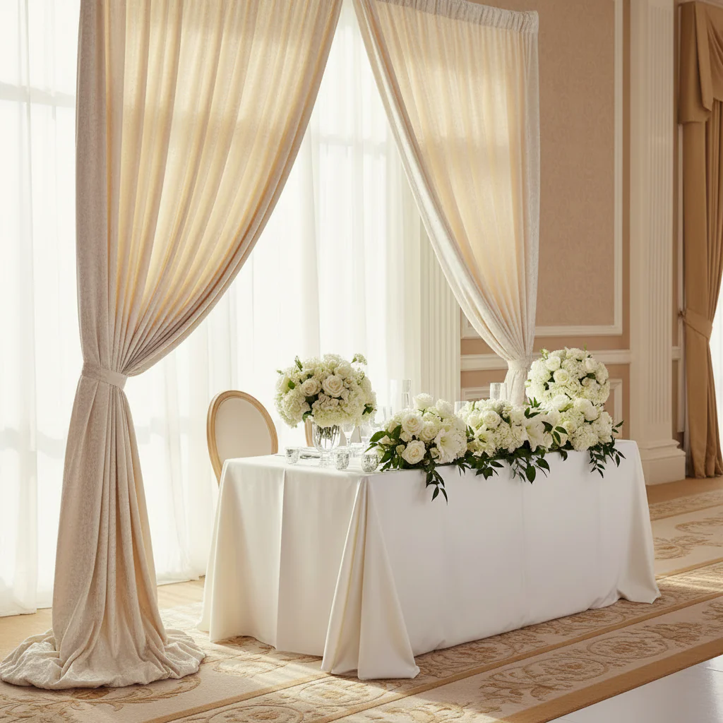 Velvet 16ft H x 52" W Drape/Backdrop Curtain Panel - Ivory - Image 2