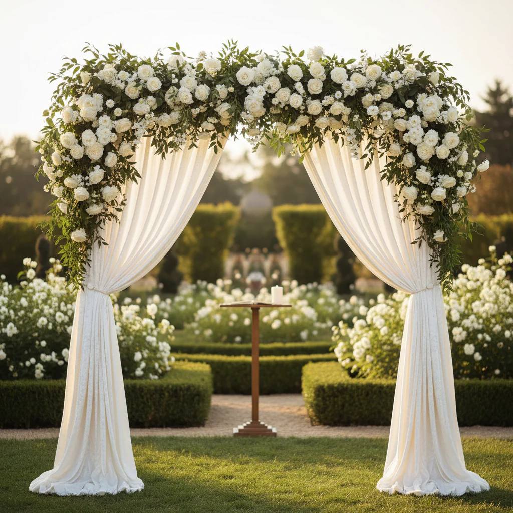 Velvet 16ft H x 52" W Drape/Backdrop Curtain Panel - Ivory - Image 4