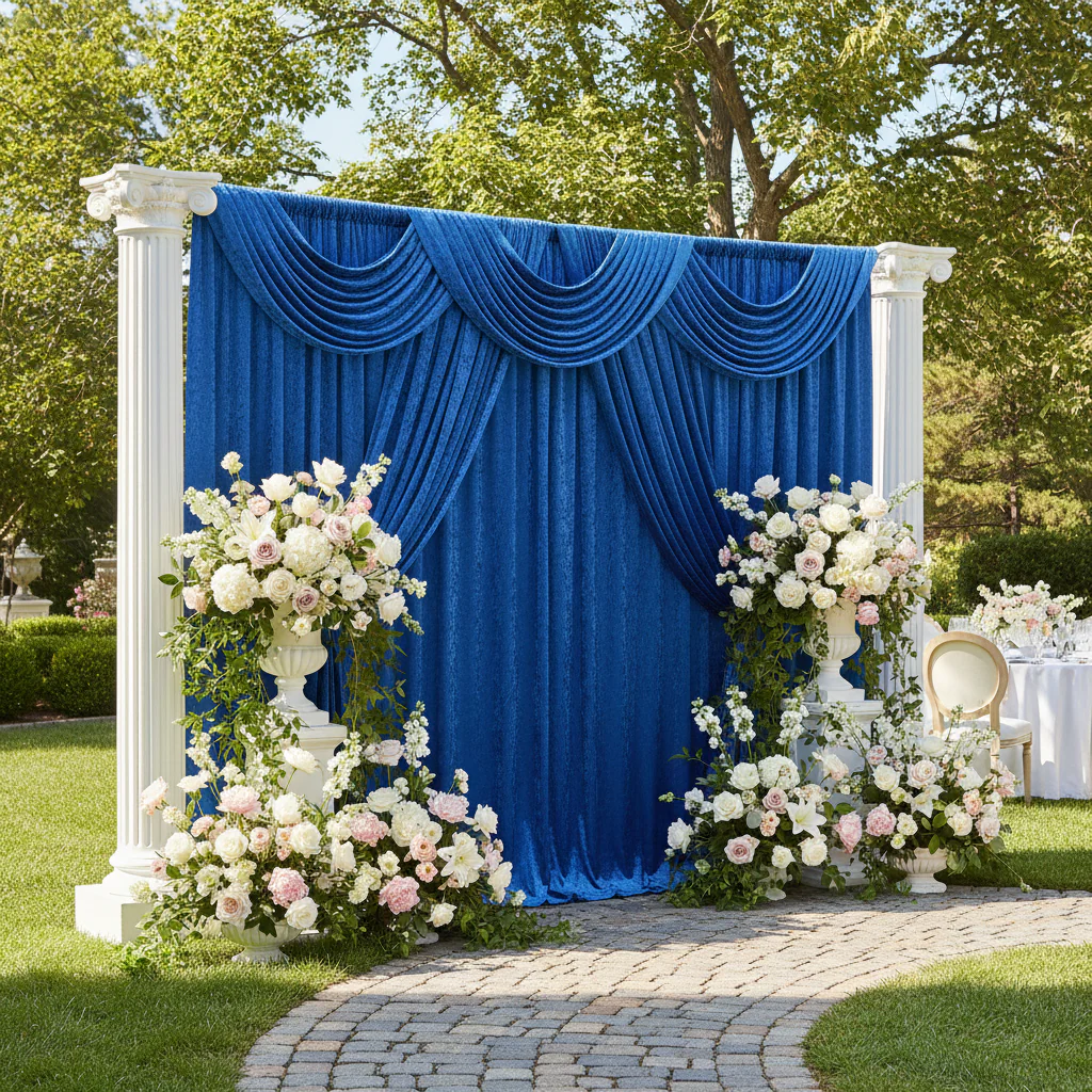 Velvet 16ft H x 52" W Drape/Backdrop Curtain Panel - Royal Blue - Image 3