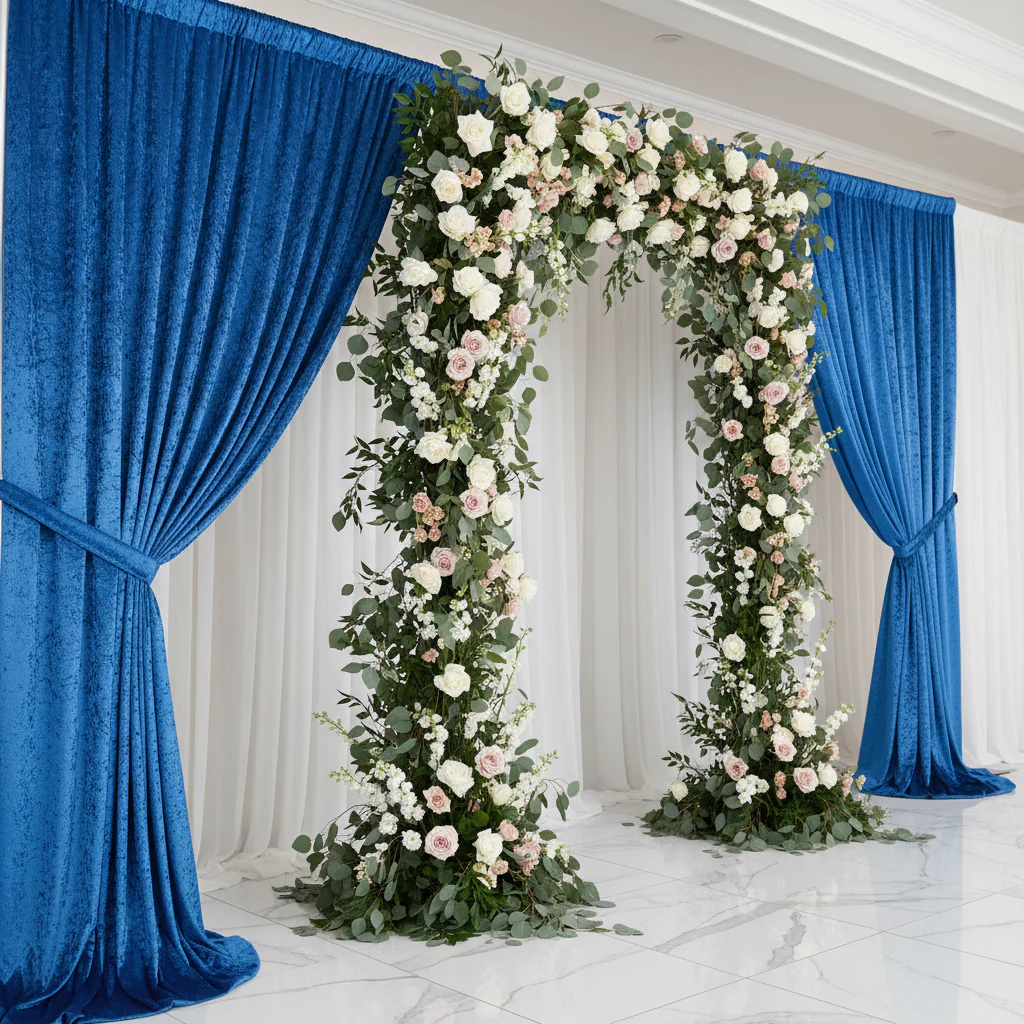 Velvet 16ft H x 52" W Drape/Backdrop Curtain Panel - Royal Blue - Image 5
