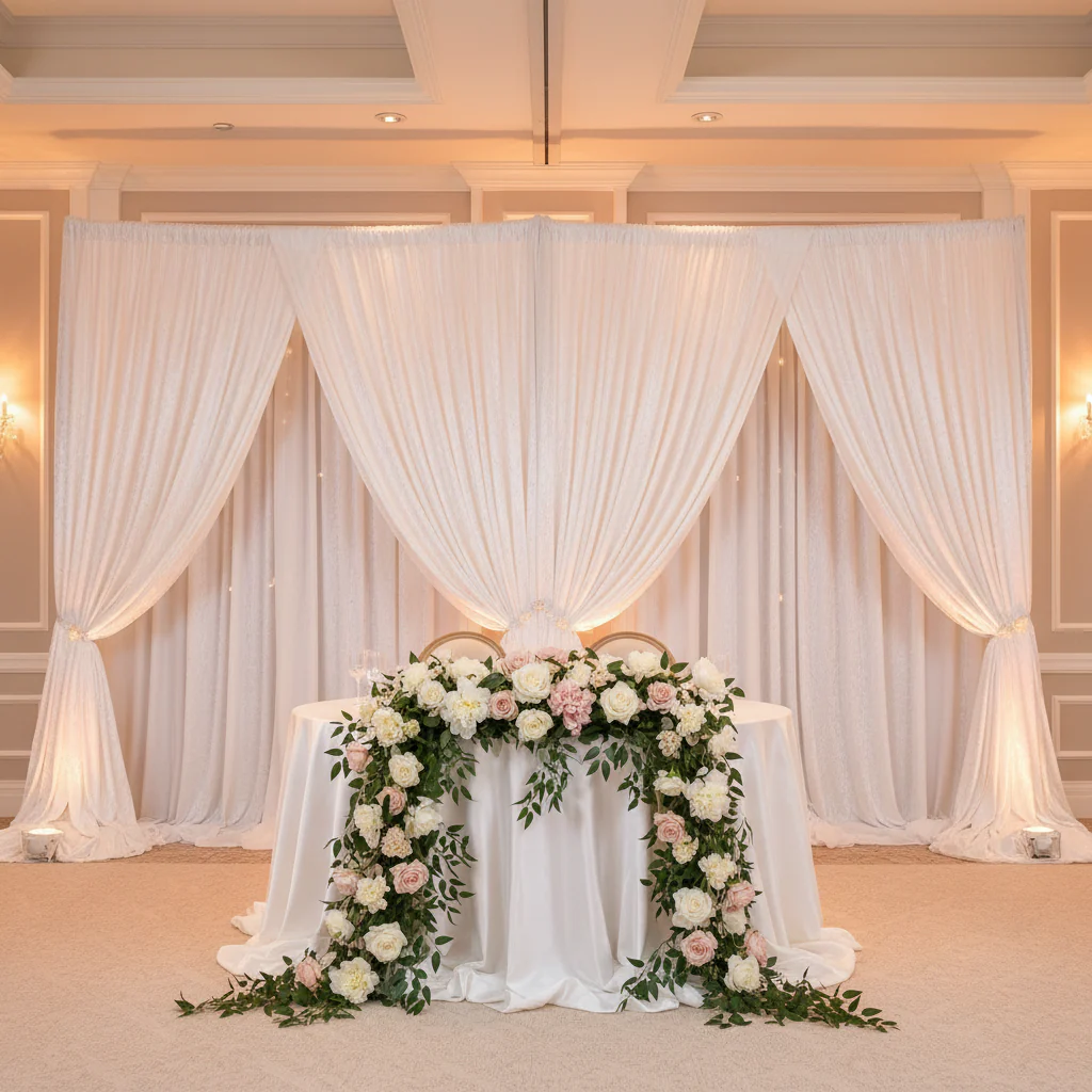 Velvet 16ft H x 52" W Drape/Backdrop Curtain Panel - White - Image 2