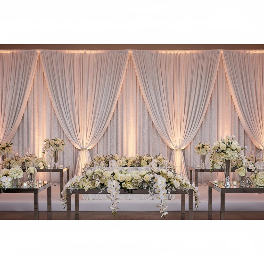 Velvet 16ft H x 52" W Drape/Backdrop Curtain Panel - White - Image 3