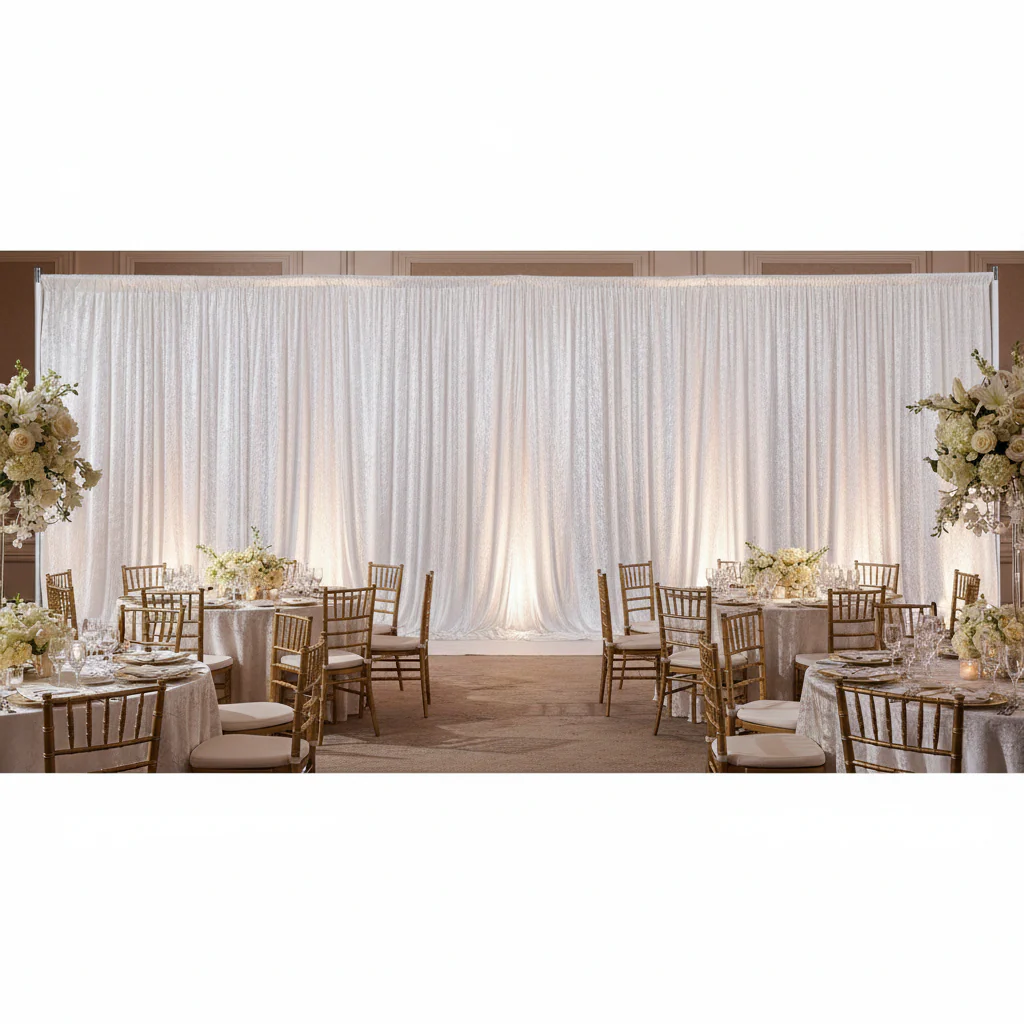 Velvet 16ft H x 52" W Drape/Backdrop Curtain Panel - White - Image 4