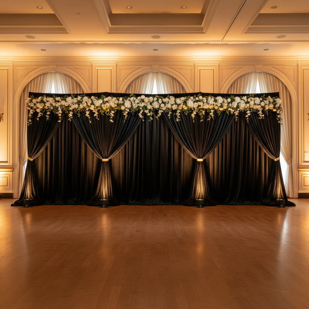 Velvet 18ft H x 52" W Drape/Backdrop Curtain Panel - Black - Image 4