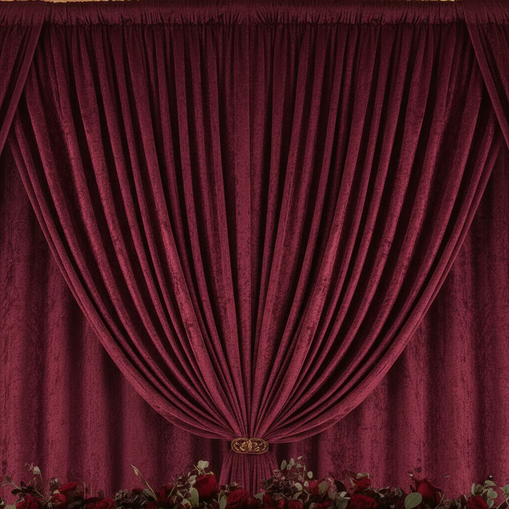 Velvet 18ft H x 52" W Drape/Backdrop Curtain Panel - Burgundy - Image 3