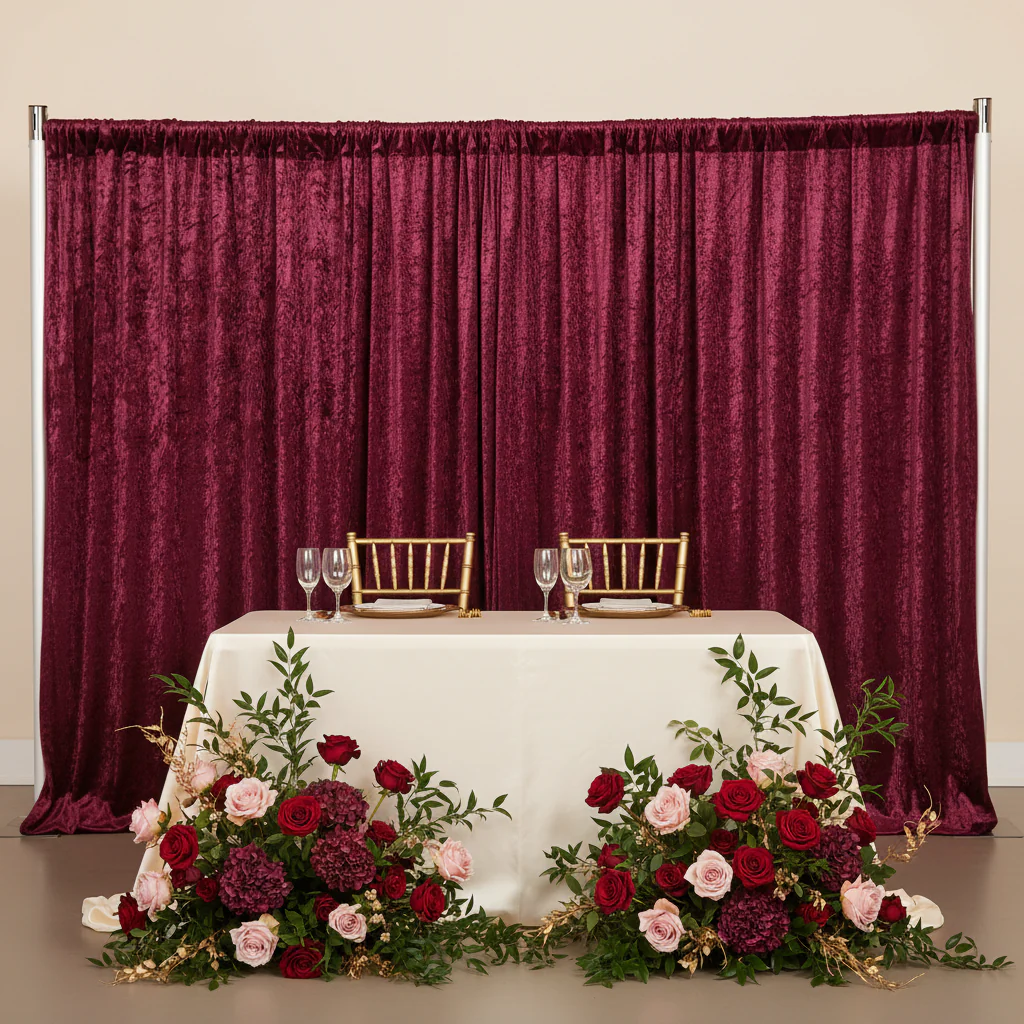Velvet 18ft H x 52" W Drape/Backdrop Curtain Panel - Burgundy - Image 4