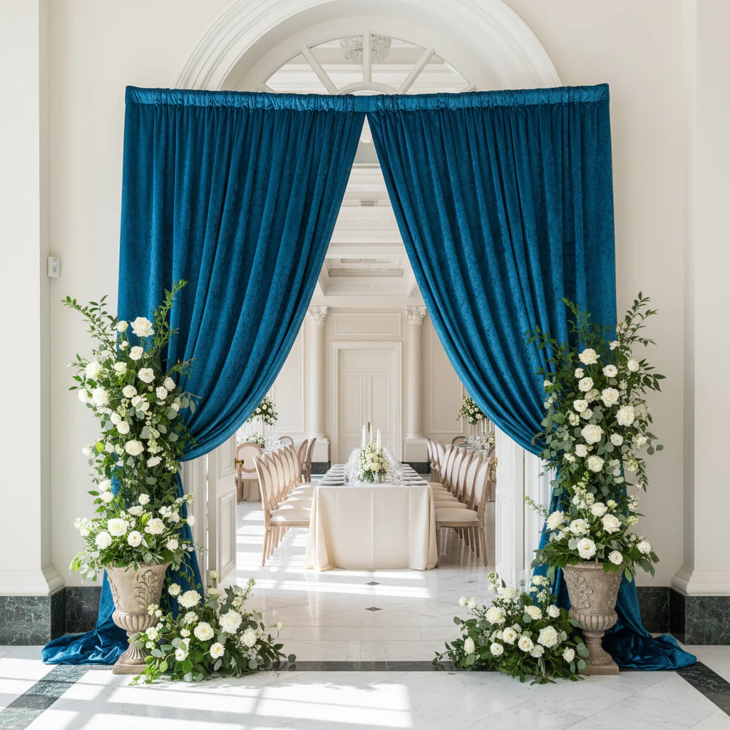 Velvet 18ft H x 52" W Drape/Backdrop Curtain Panel - Dark Teal