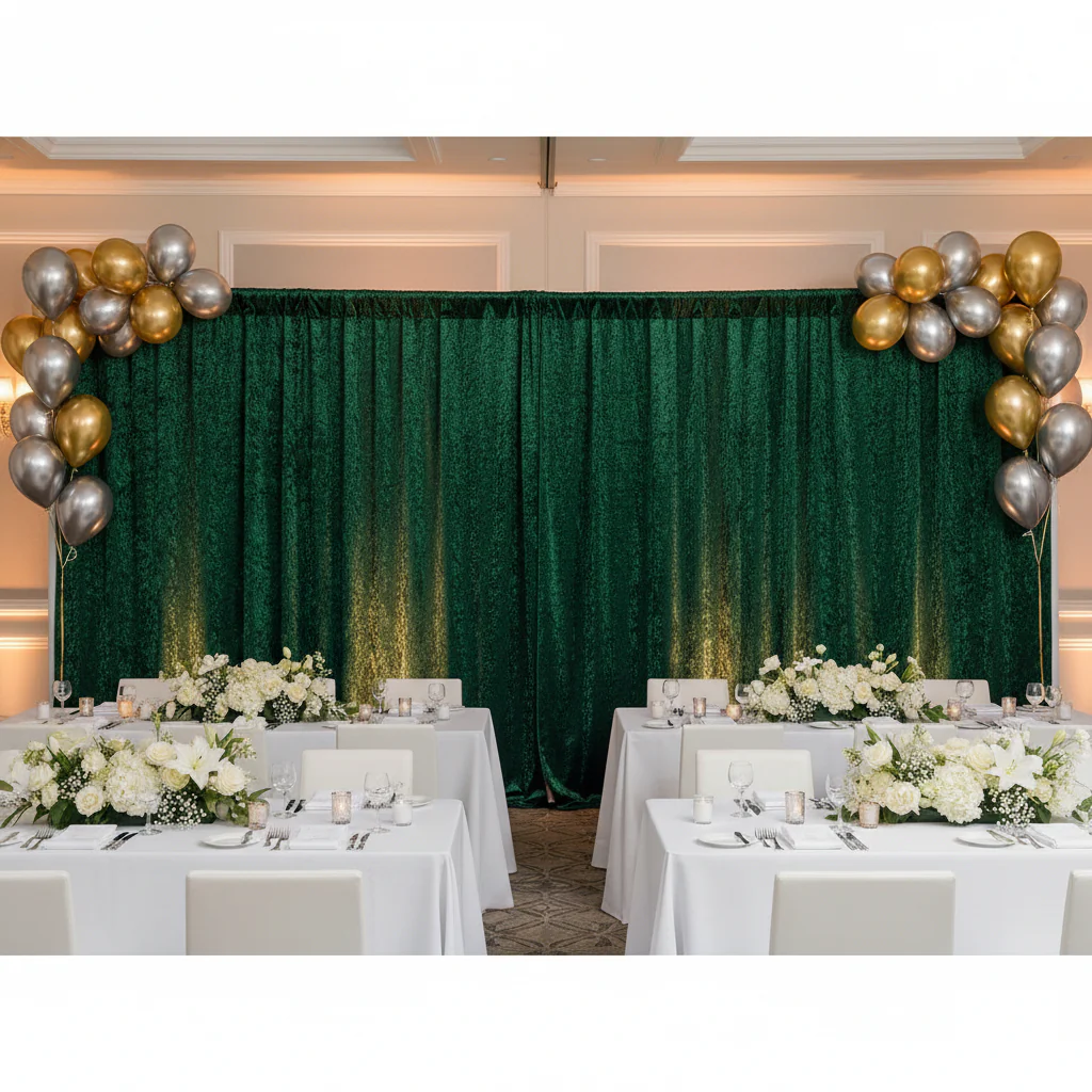 Velvet 18ft H x 52" W Drape/Backdrop Curtain Panel - Emerald Green - Image 3