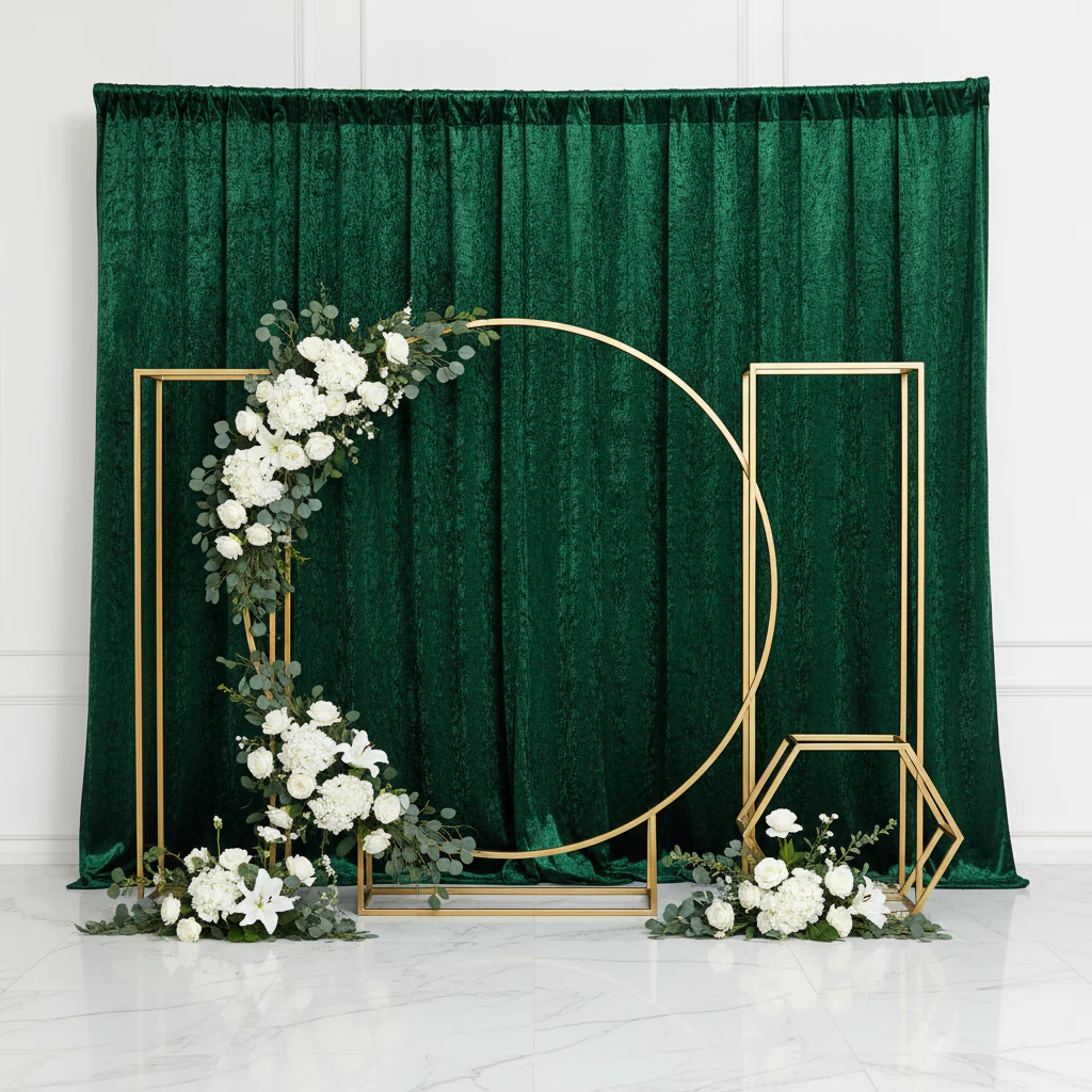 Velvet 18ft H x 52" W Drape/Backdrop Curtain Panel - Emerald Green - Image 4