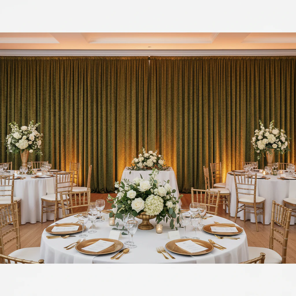 Velvet 18ft H x 52" W Drape/Backdrop Curtain Panel - Olive Green - Image 5
