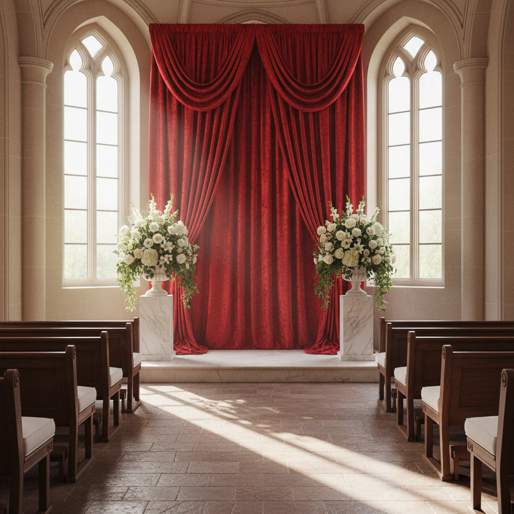 Velvet 18ft H x 52" W Drape/Backdrop Curtain Panel - Red - Image 4