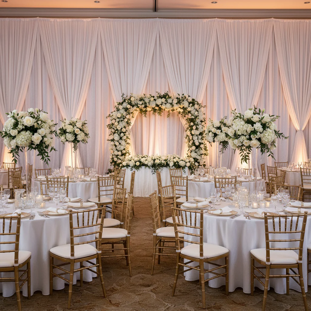 Velvet 18ft H x 52" W Drape/Backdrop Curtain Panel - White - Image 4