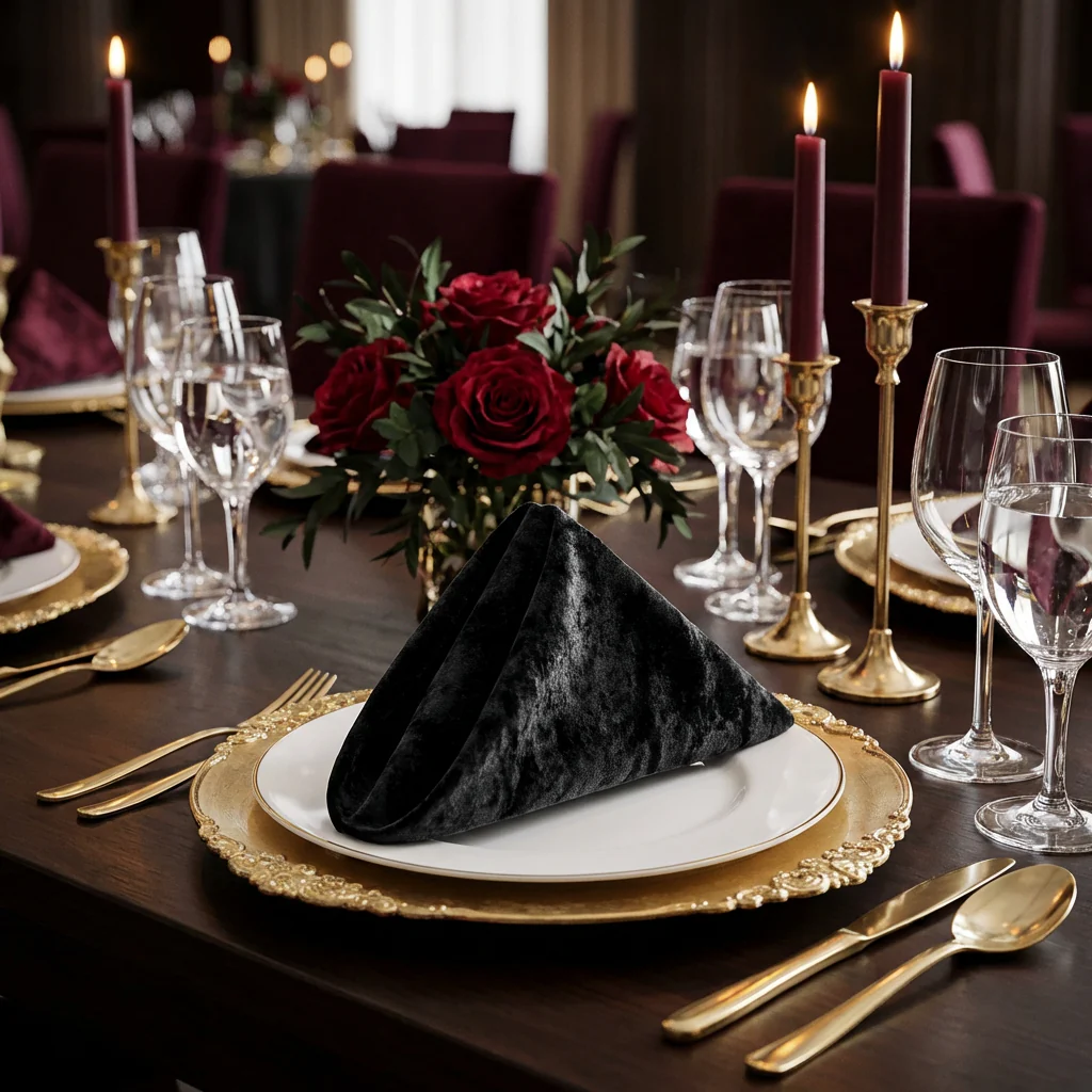 Velvet 20"x20" Linen Napkin - Black - Image 3