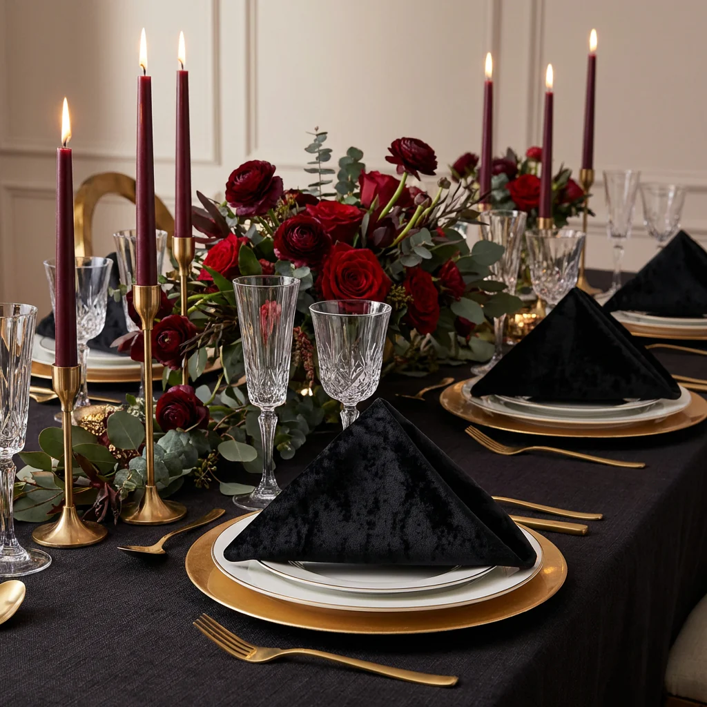 Velvet 20"x20" Linen Napkin - Black - Image 4