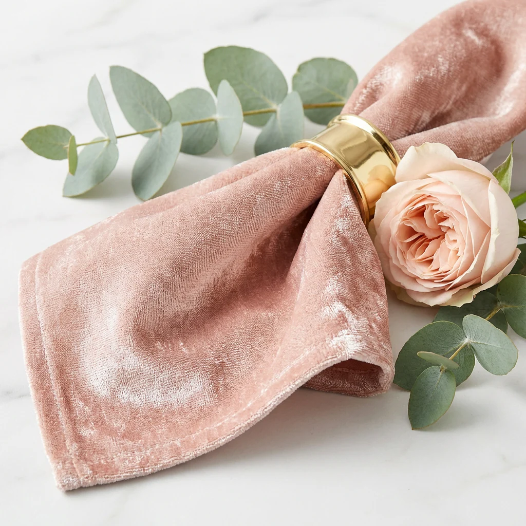 Velvet 20"x20" Linen Napkin - Blush/Rose Gold - Image 3