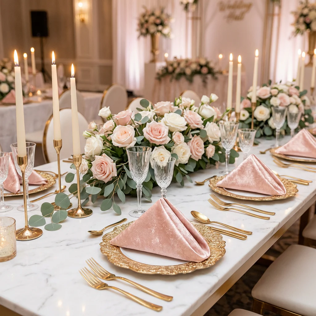 Velvet 20"x20" Linen Napkin - Blush/Rose Gold - Image 5