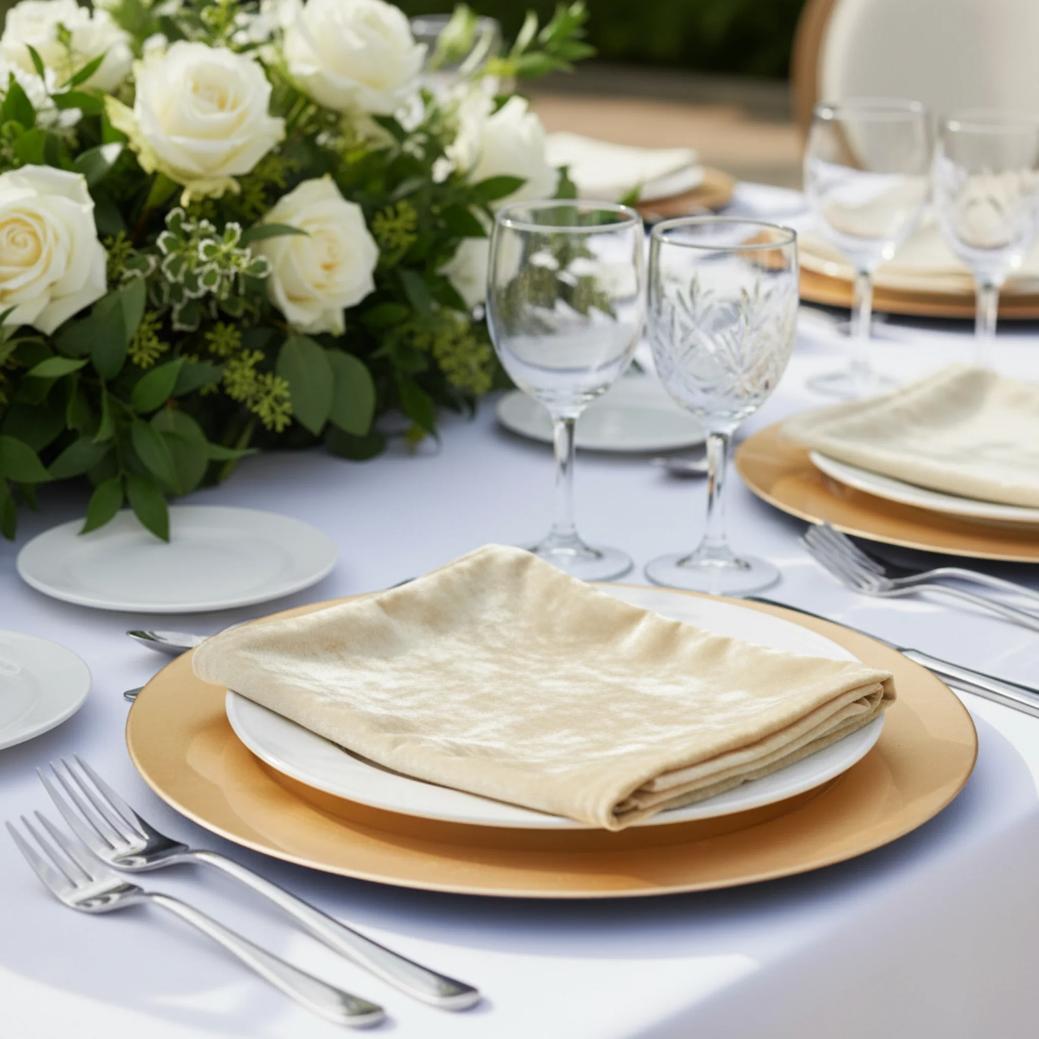 Velvet 20"x20" Linen Napkin - Champagne - Image 2