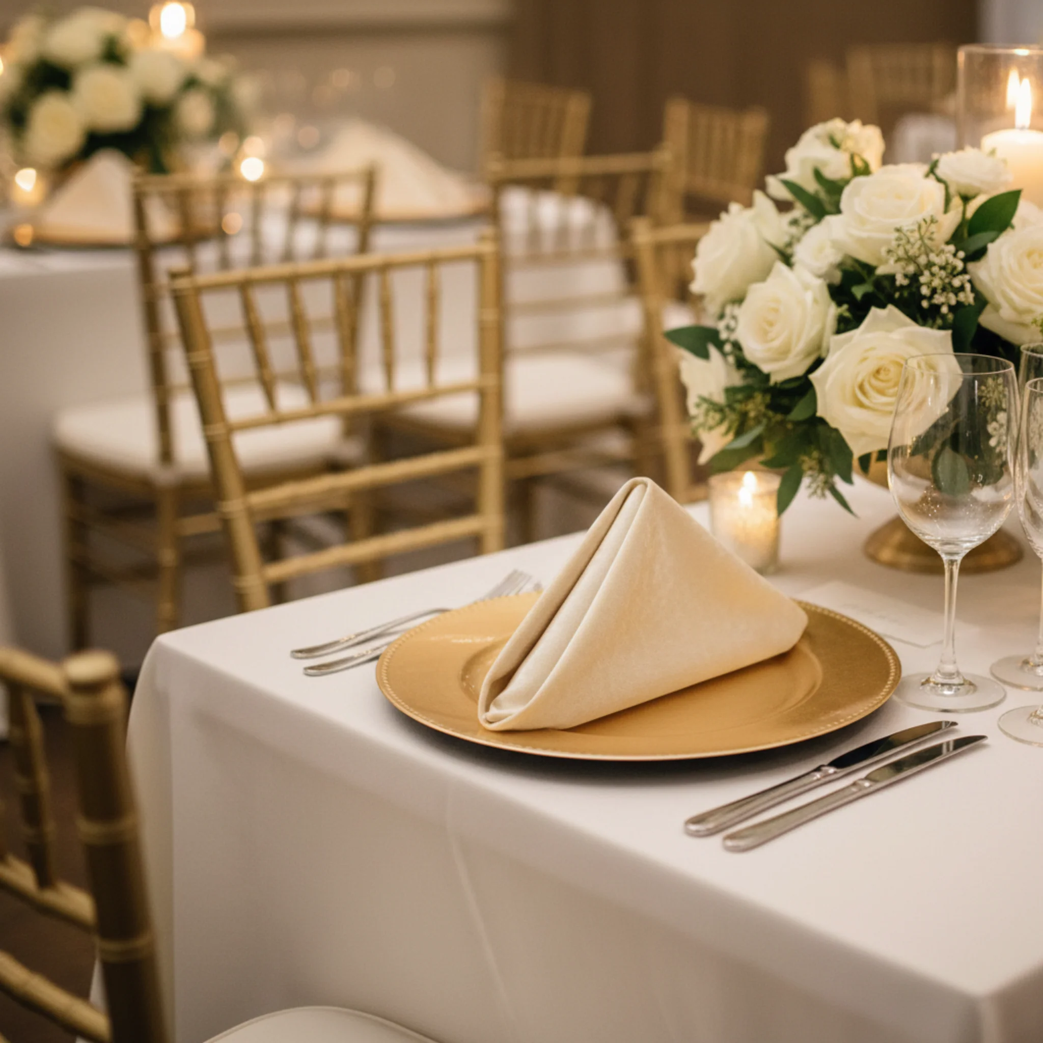 Velvet 20"x20" Linen Napkin - Champagne - Image 3