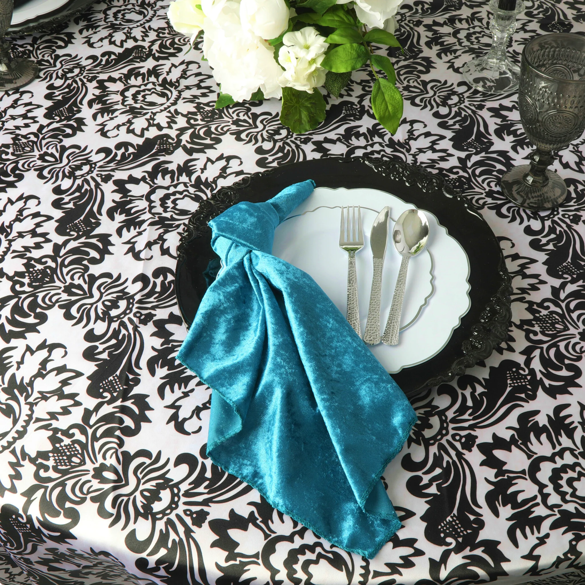 Velvet 20"x20" Linen Napkin - Dark Teal - Image 3
