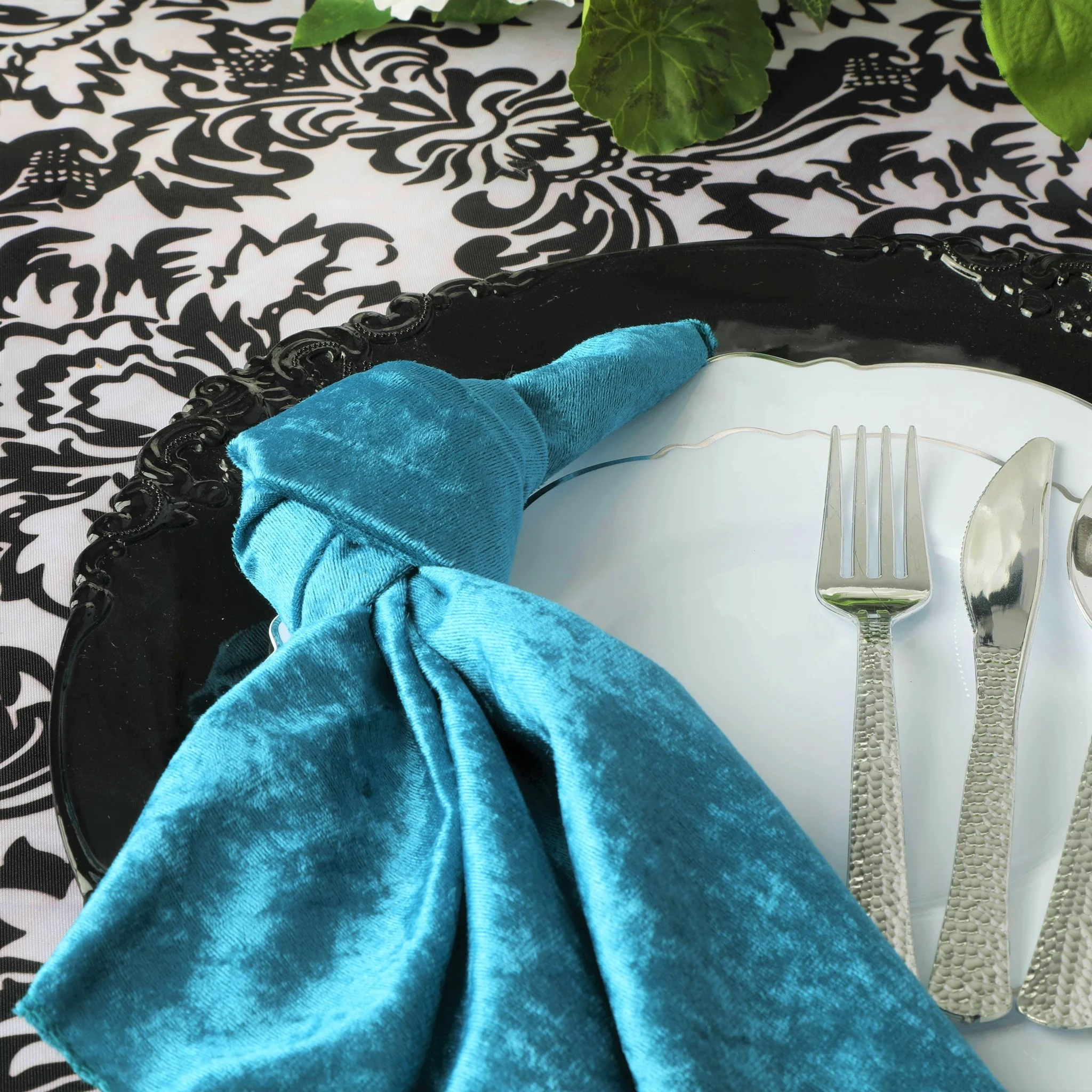 Velvet 20"x20" Linen Napkin - Dark Teal - Image 4