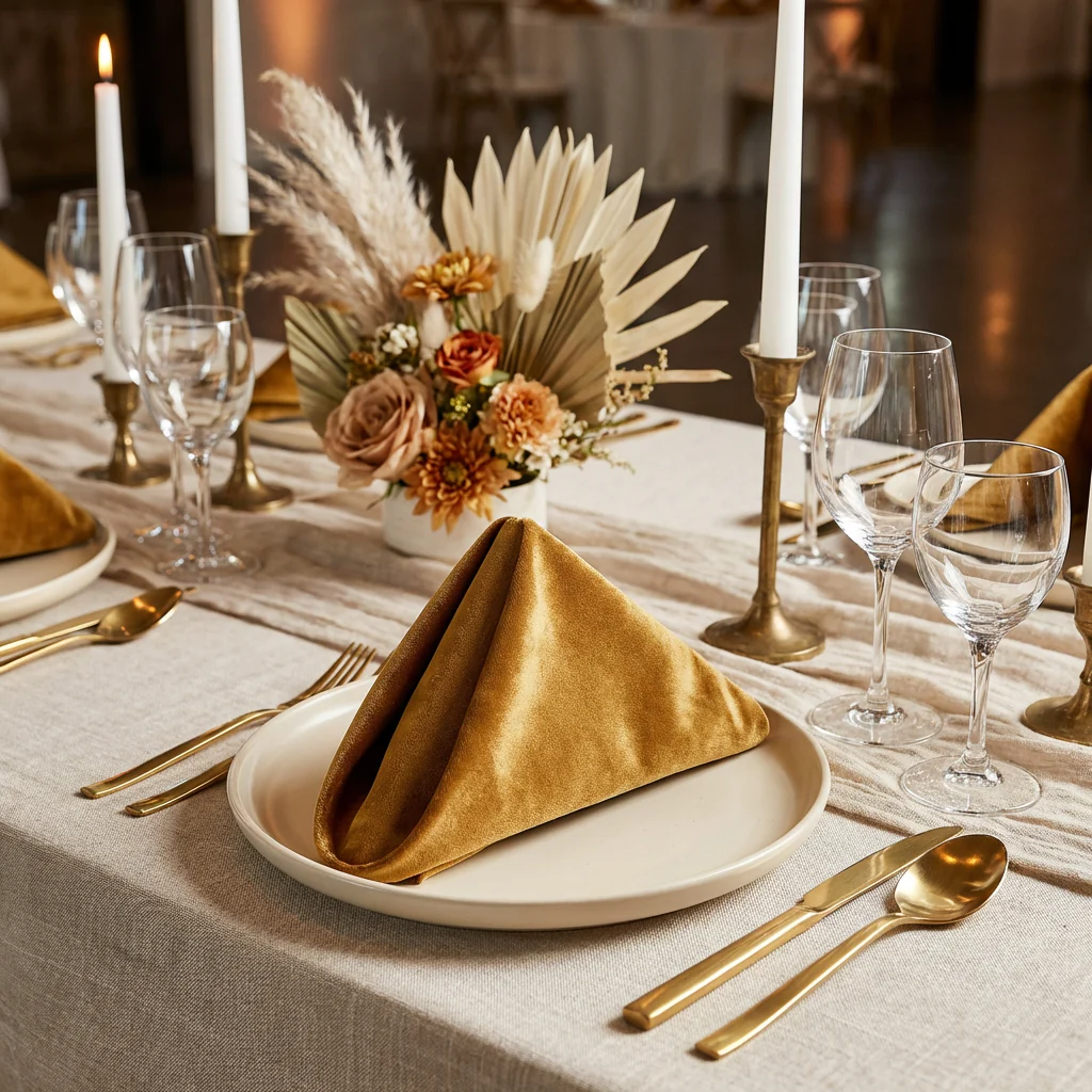 Velvet 20"x20" Linen Napkin - Mustard Gold - Image 2