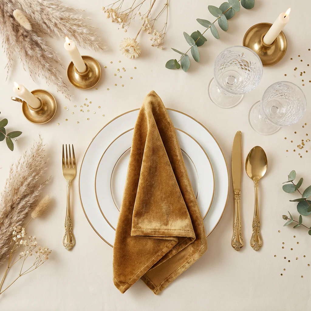Velvet 20"x20" Linen Napkin - Mustard Gold - Image 3