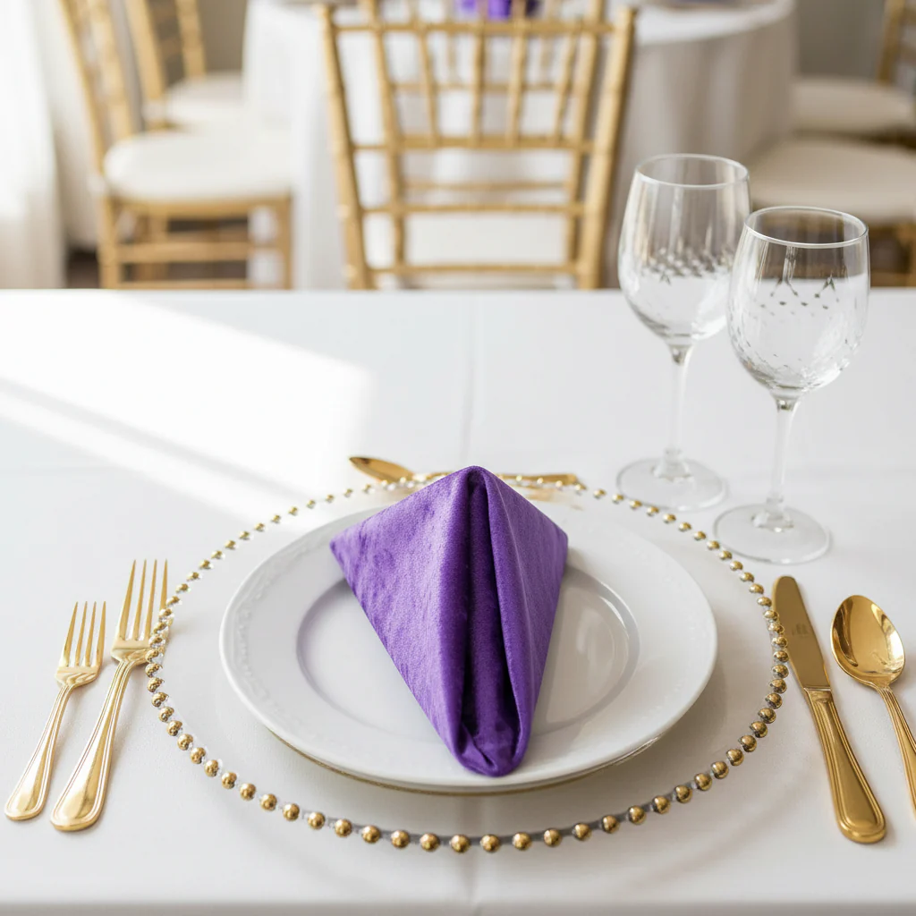 Velvet 20"x20" Linen Napkin - Purple - Image 2