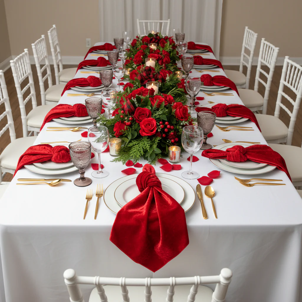 Velvet 20"x20" Linen Napkin - Red - Image 3