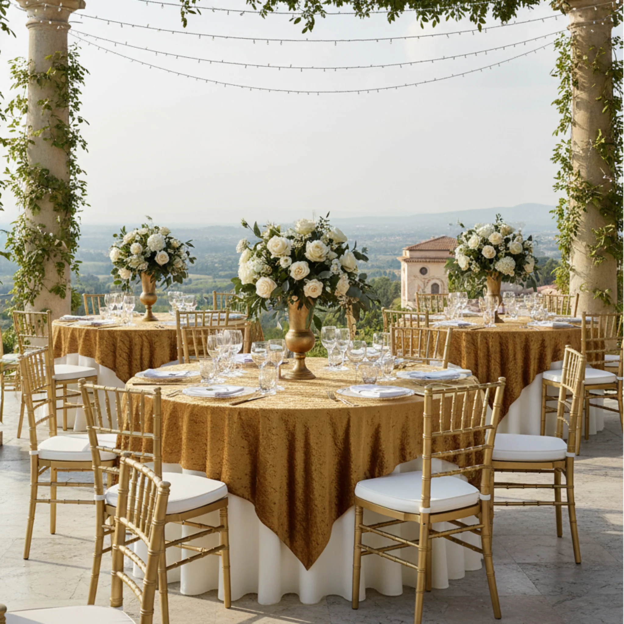 Velvet 85"x85" Square Tablecloth Table Overlay - Mustard Gold - Image 2