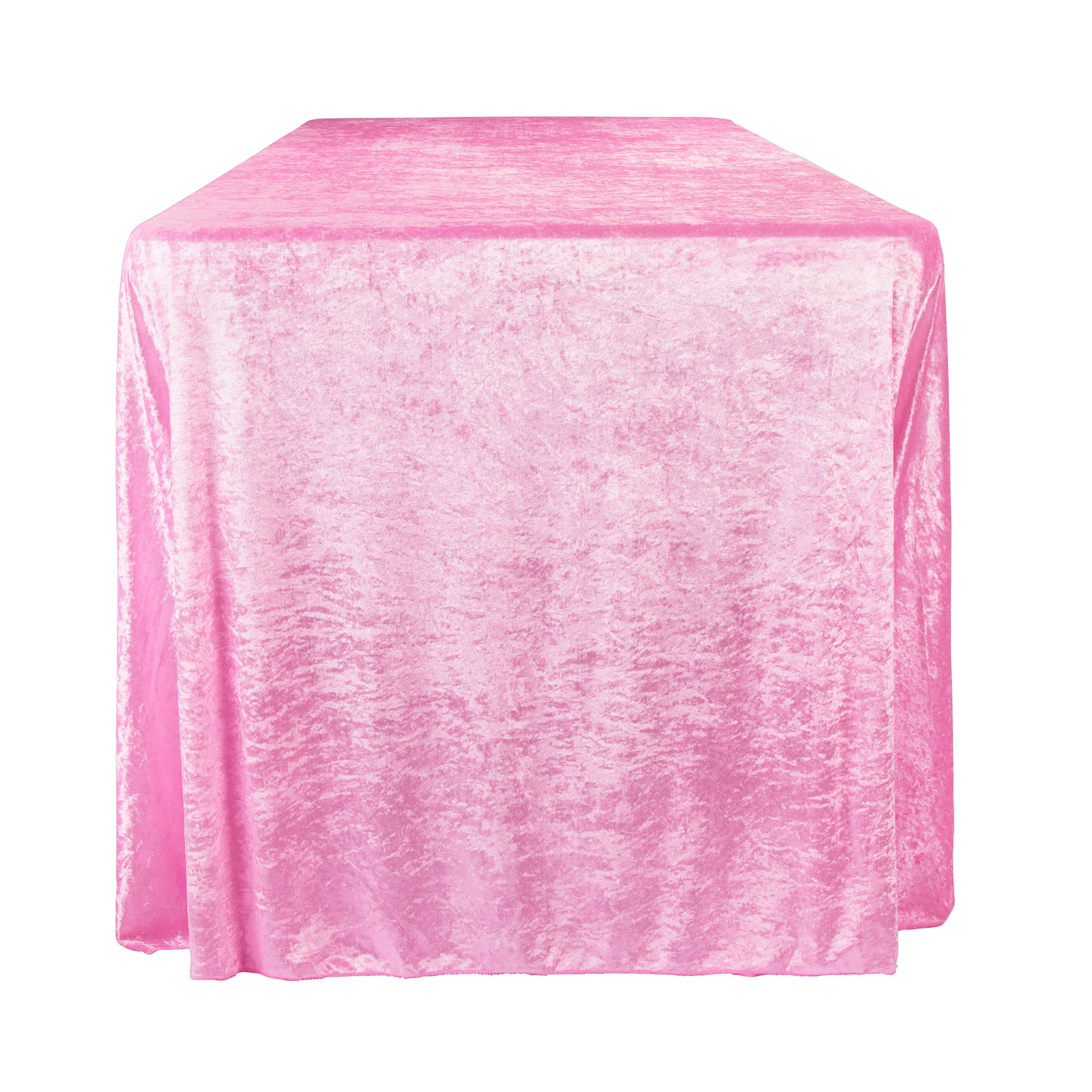 Velvet 90"x132" Rectangular Tablecloth - Pink - Image 8