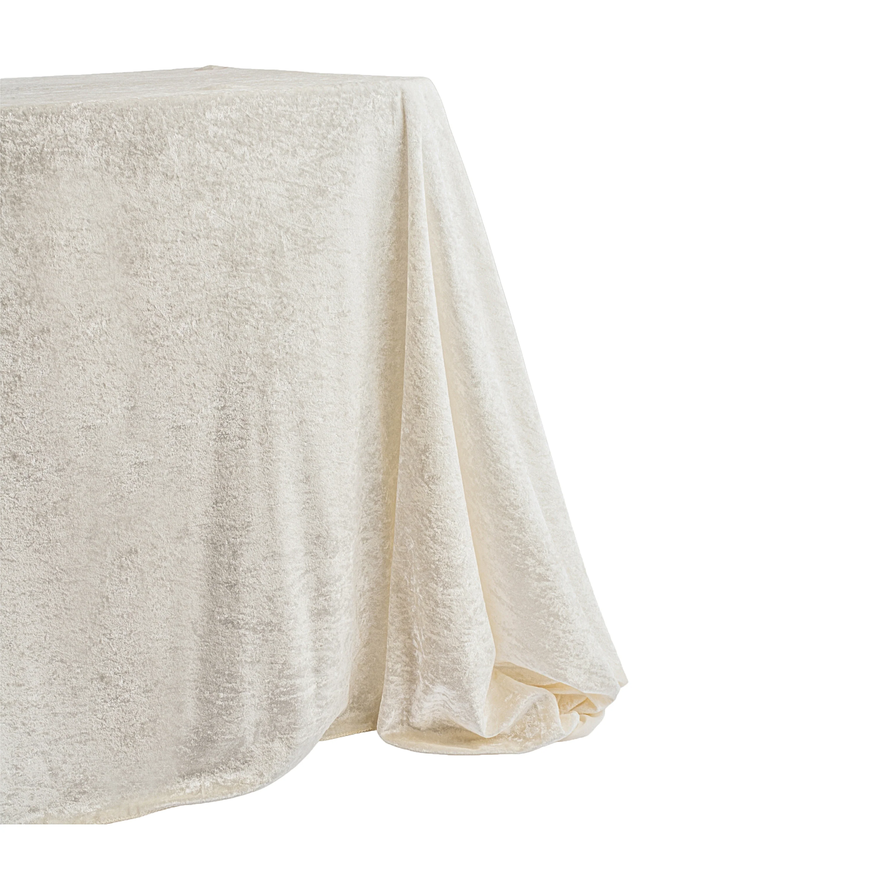 Velvet 90"x132" Rectangular Tablecloth - Ivory - Image 4