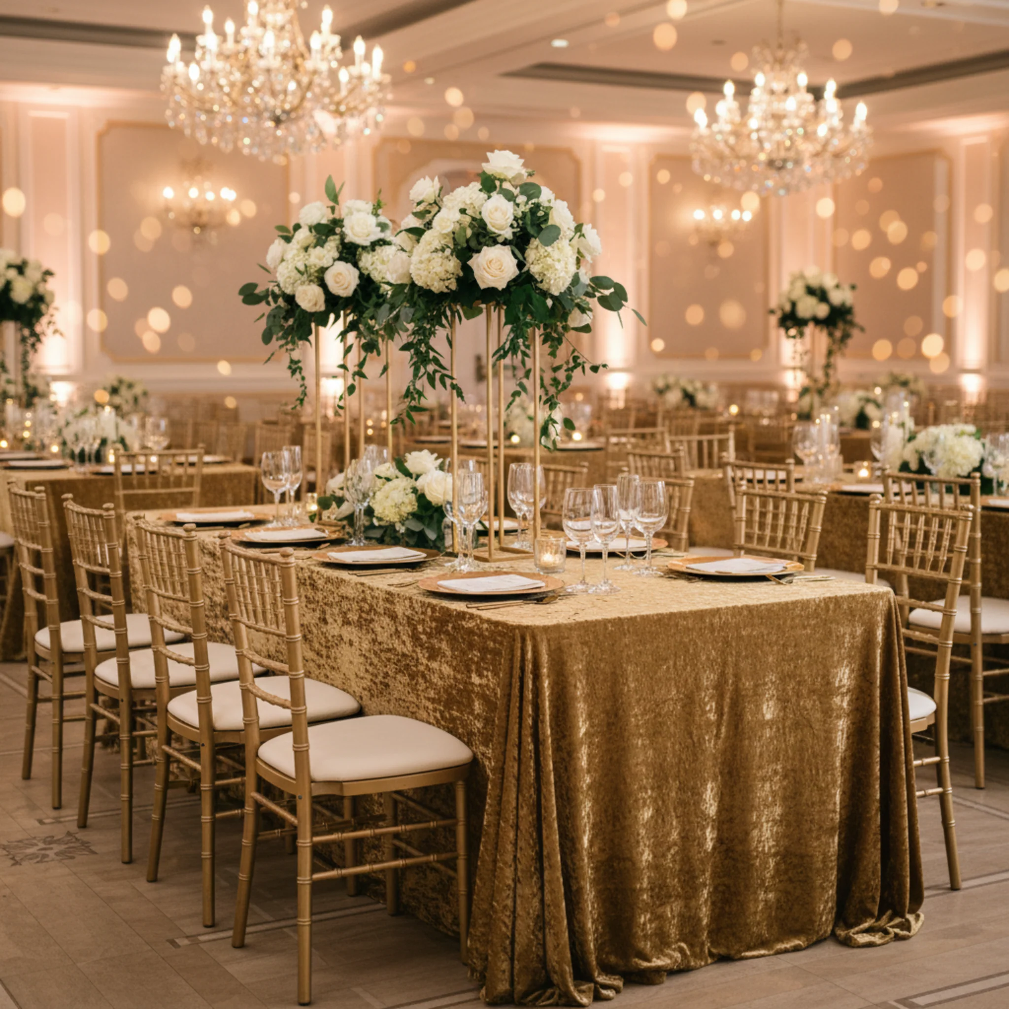 Velvet 90"x132" Rectangular Tablecloth - Mustard Gold - Image 3