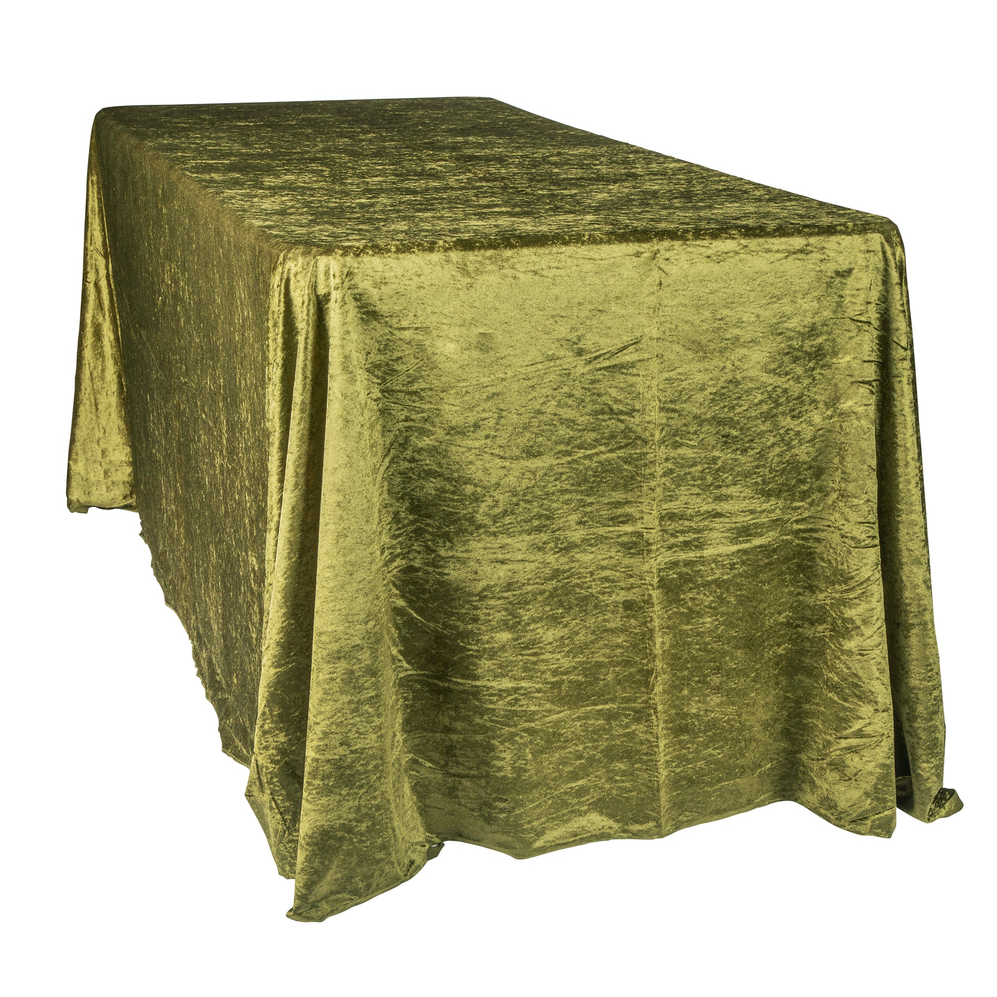 Velvet 90"x132" Rectangular Tablecloth - Olive Green - Image 5