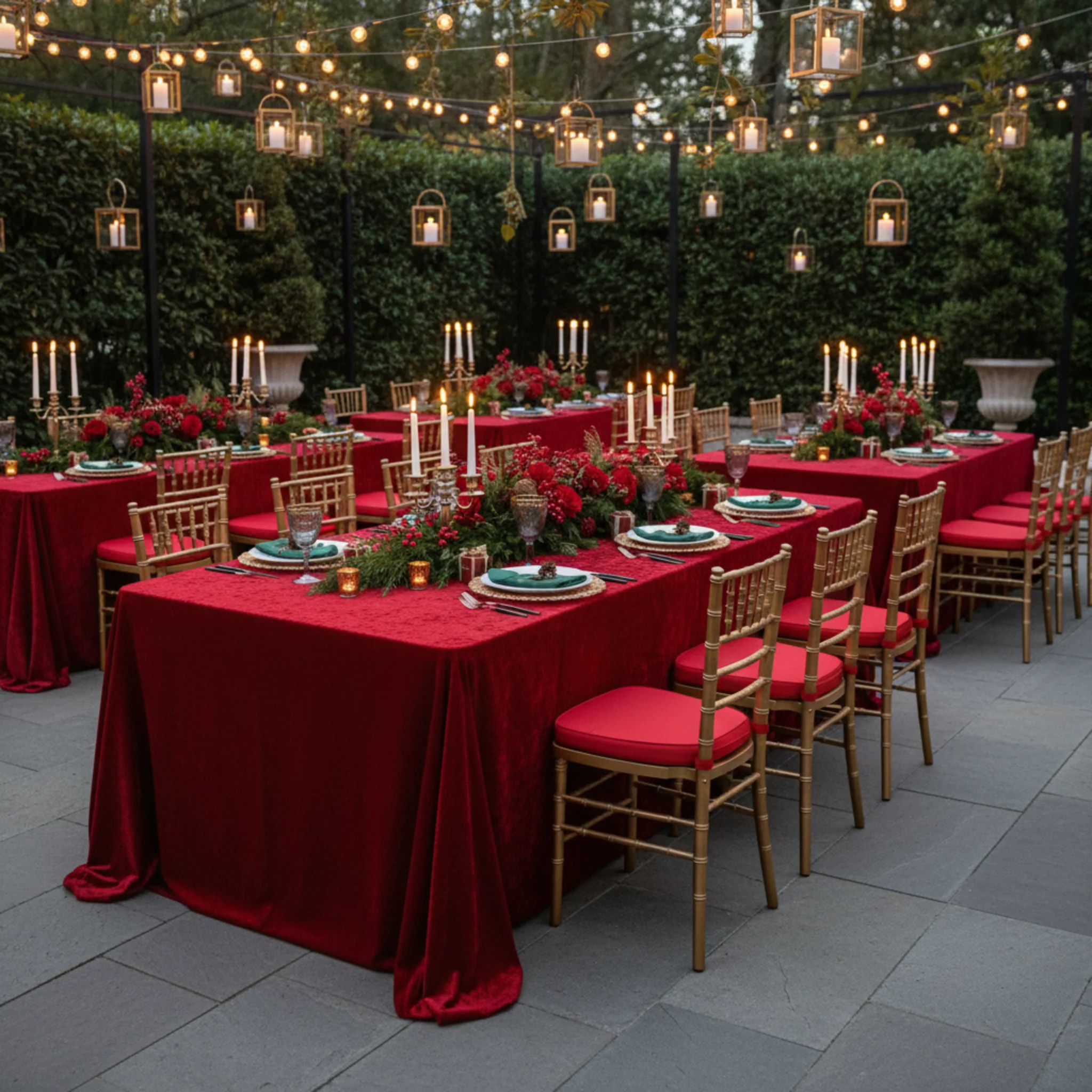 Velvet 90"x132" Rectangular Tablecloth - Red - Image 10