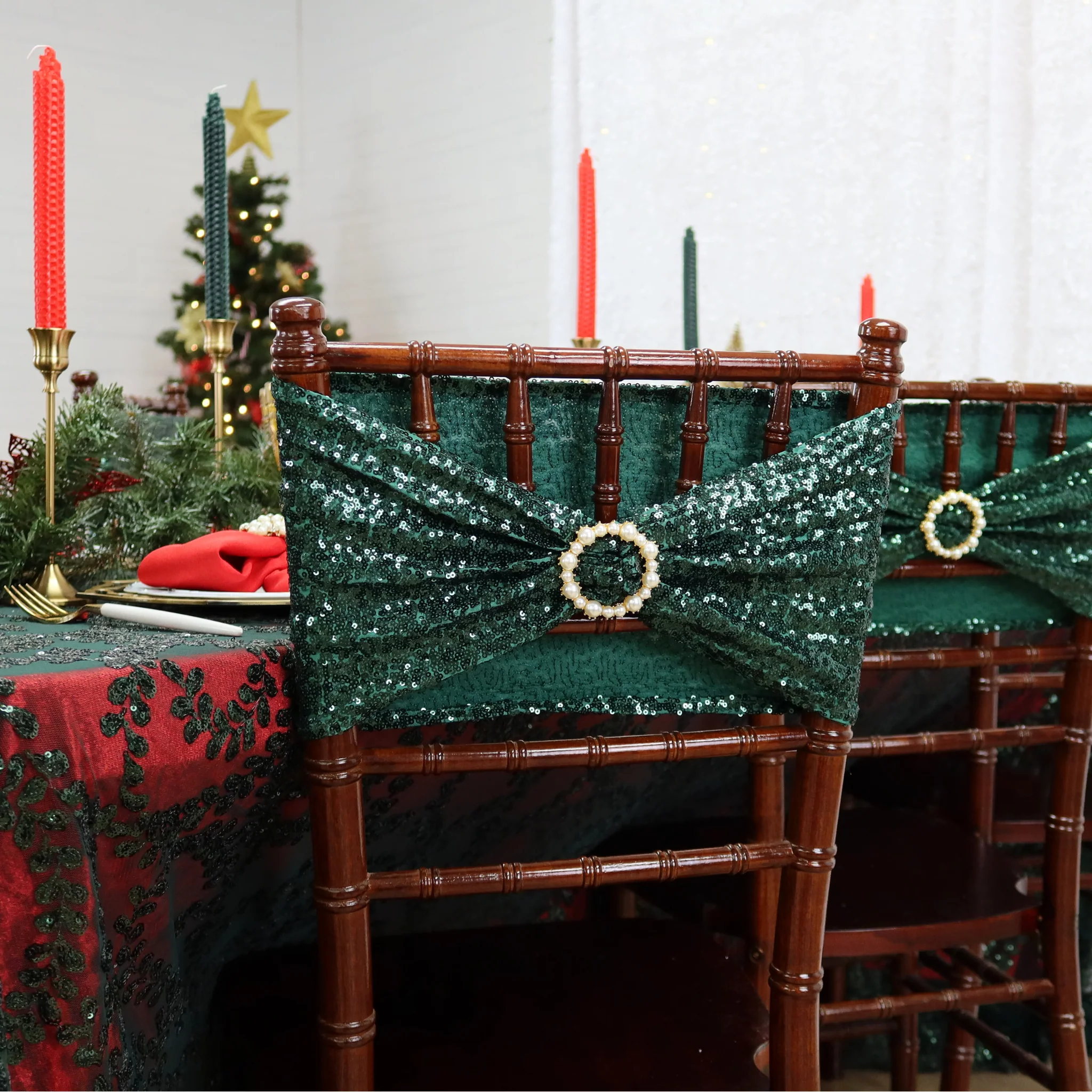 Velvet 90"x132" Rectangular Tablecloth - Red - Image 4