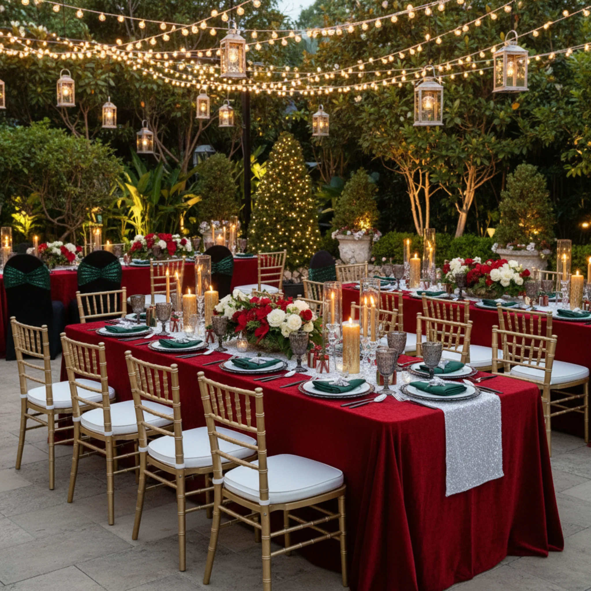 Velvet 90"x132" Rectangular Tablecloth - Red - Image 9