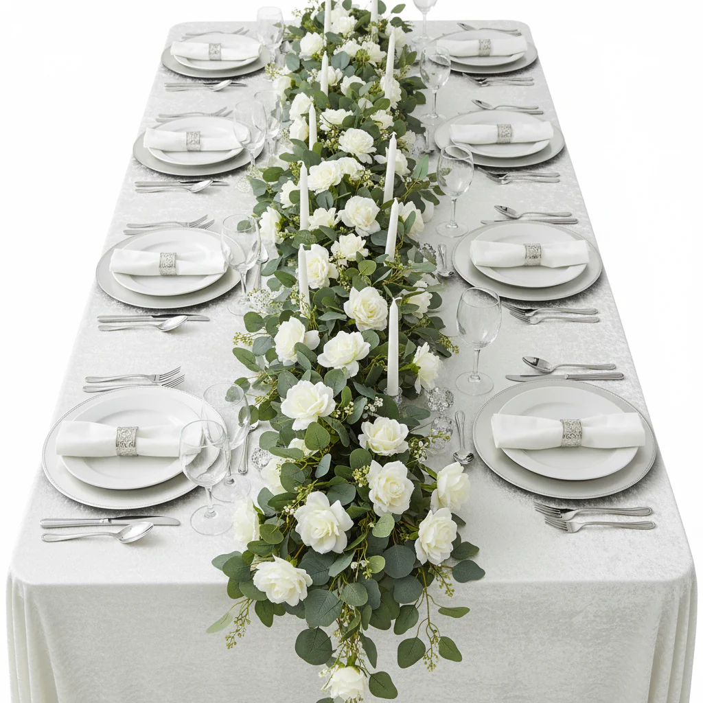 Velvet 90"x132" Rectangular Tablecloth - White - Image 4