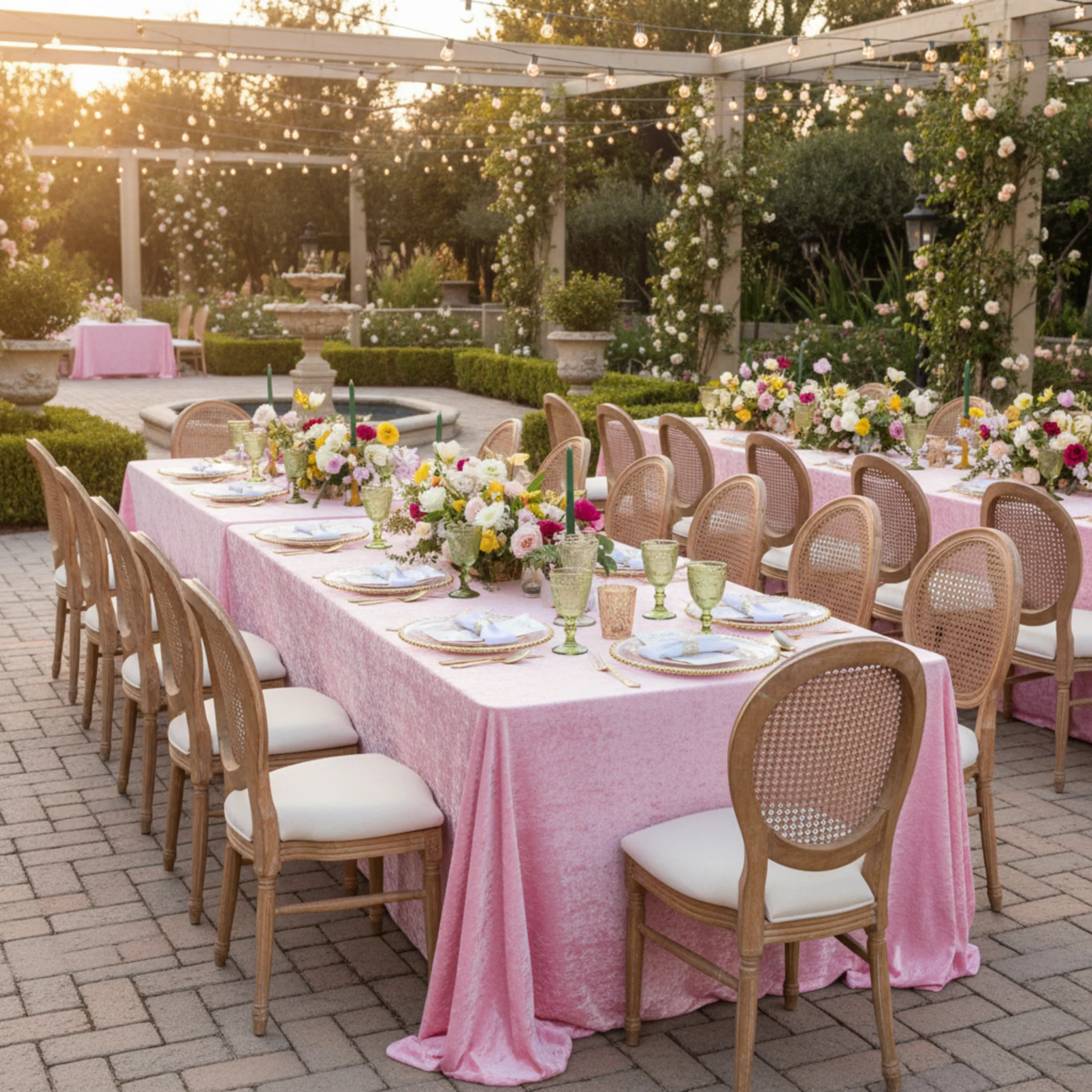 Velvet 90"x156" Rectangular Tablecloth - Pink - Image 9