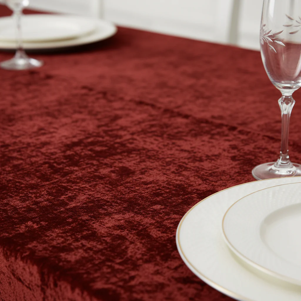 Velvet 90"x156" Rectangular Tablecloth - Apple Red - Image 5