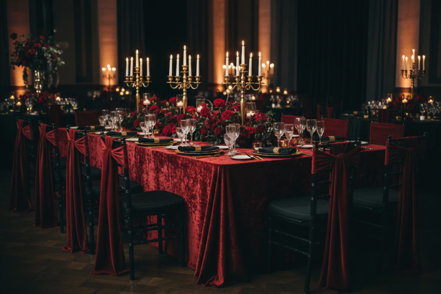 Velvet 90"x156" Rectangular Tablecloth - Cabernet - Image 5