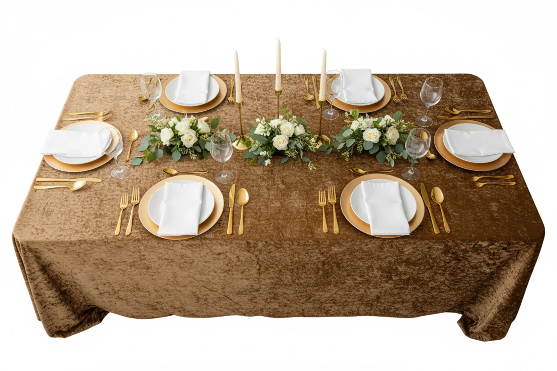 Velvet 90"x156" Rectangular Tablecloth - Mocha Brown - Image 6