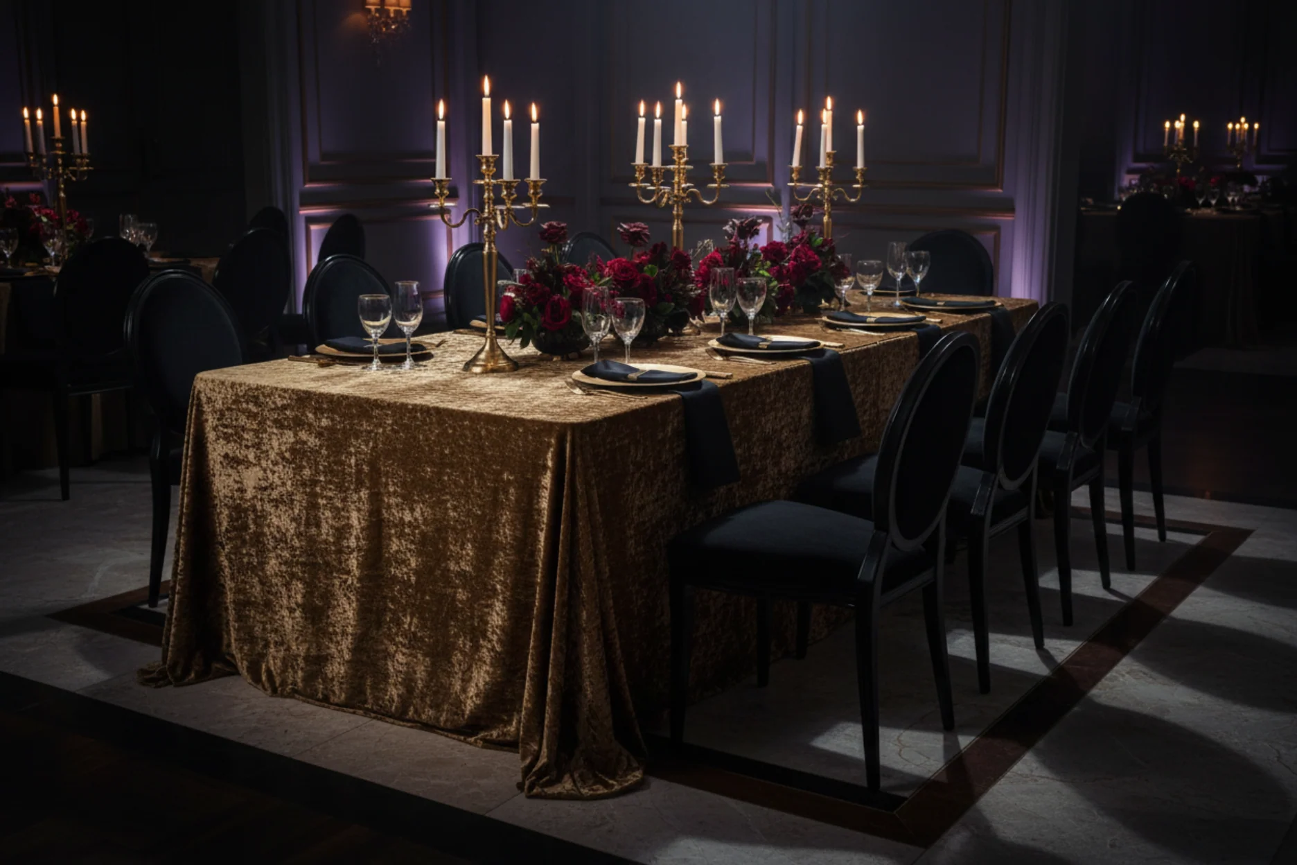 Velvet 90"x156" Rectangular Tablecloth - Mocha Brown - Image 7