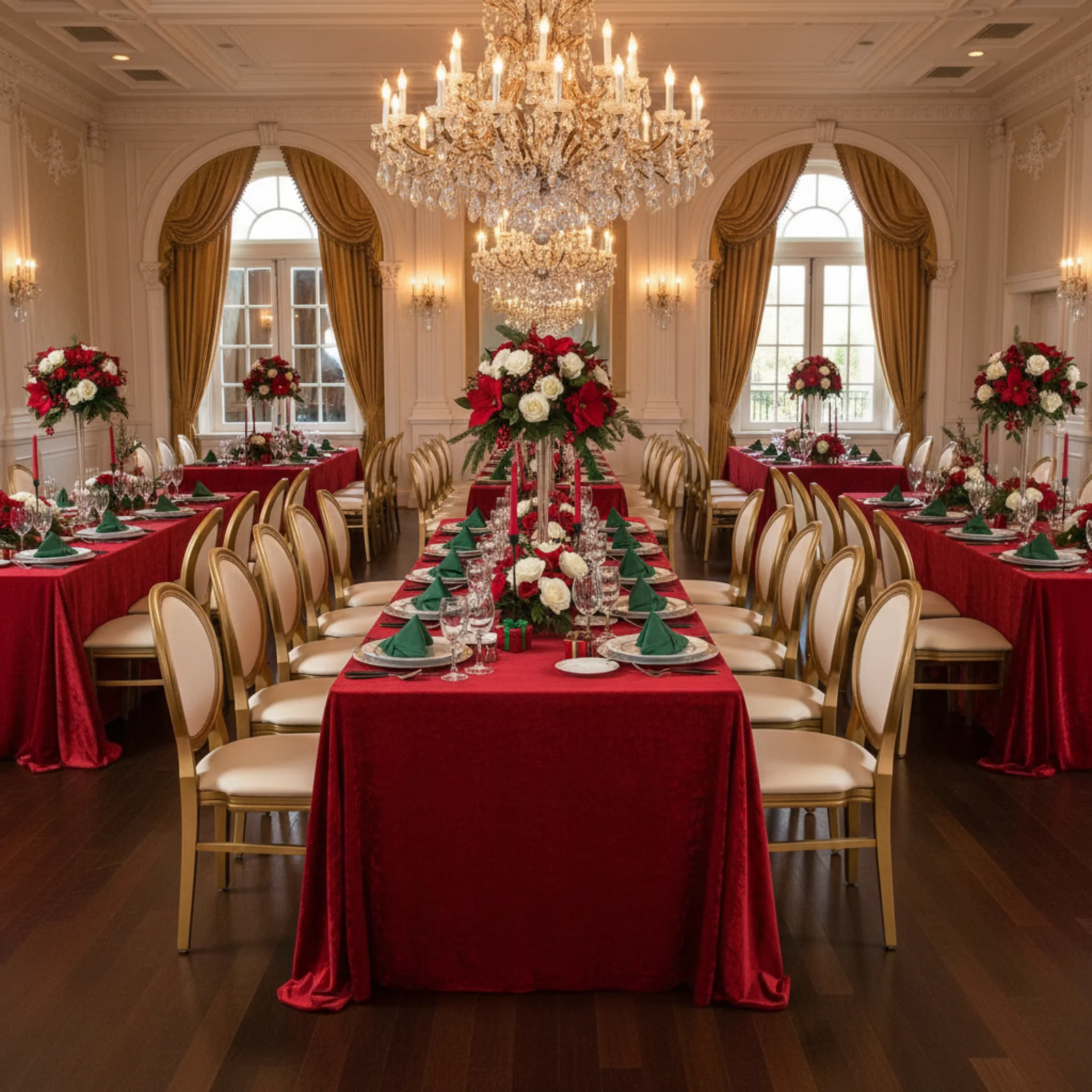 Velvet 90"x156" Rectangular Tablecloth - Red - Image 8