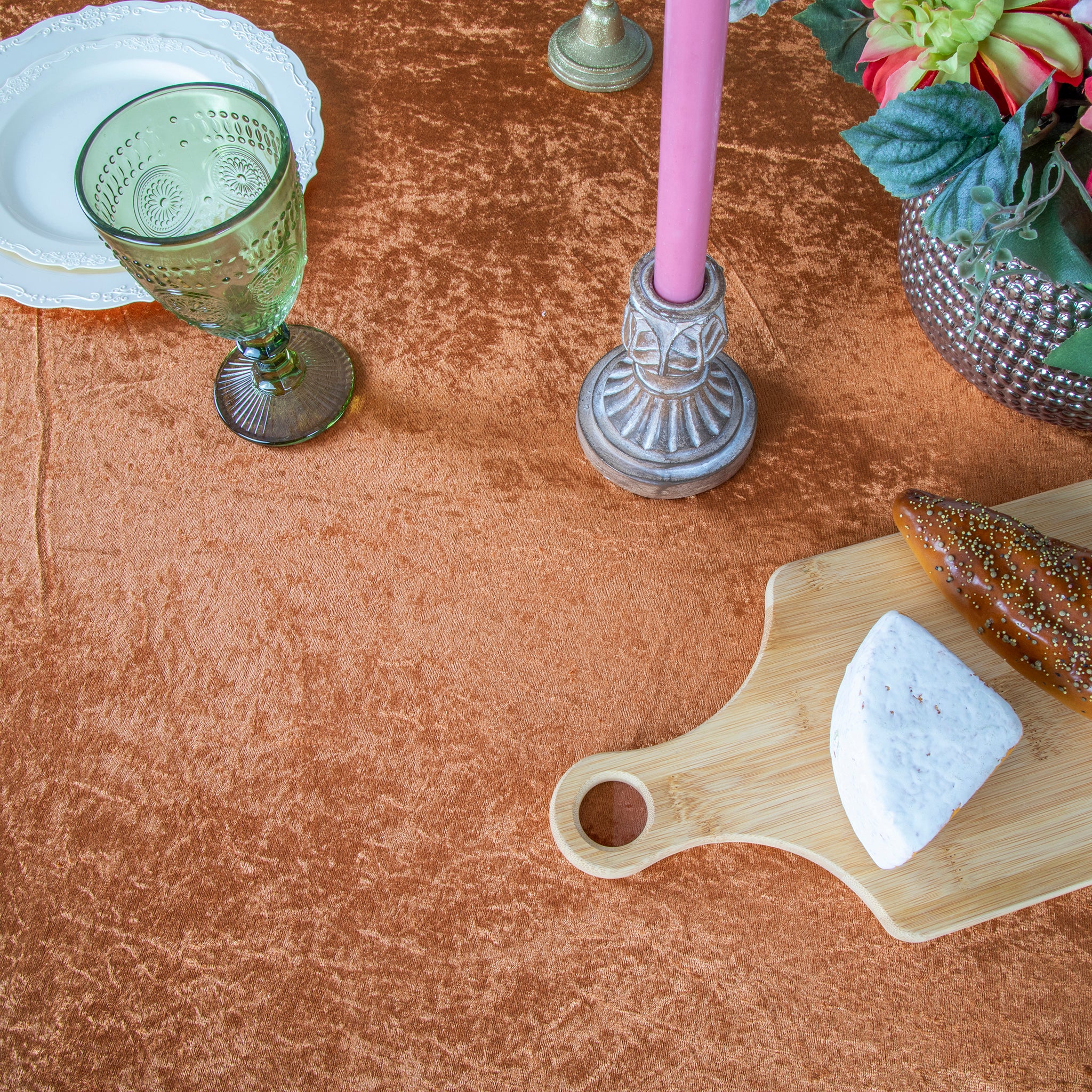 Velvet 90"x156" Rectangular Tablecloth - Terracotta - Image 4