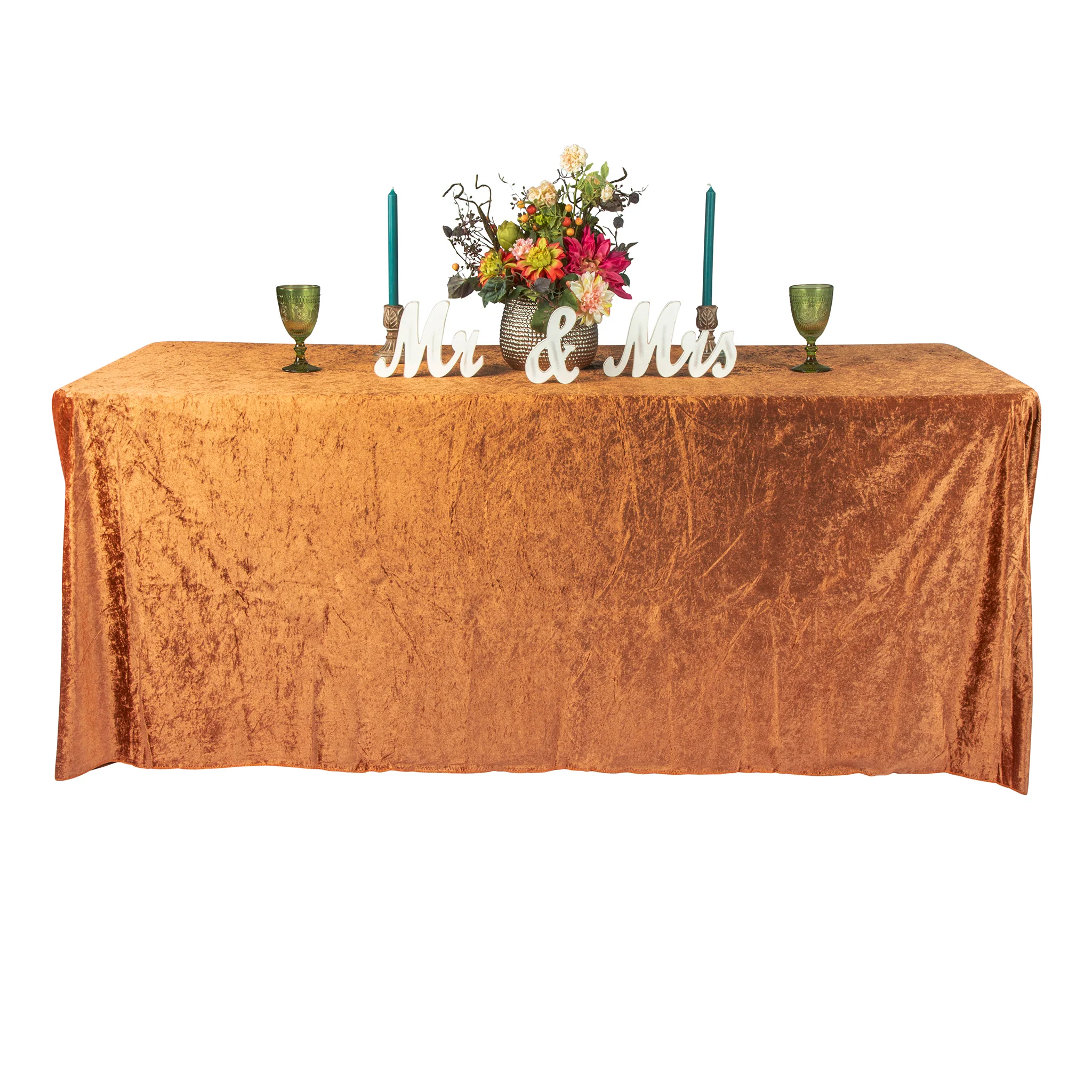 Velvet 90"x156" Rectangular Tablecloth - Terracotta - Image 5