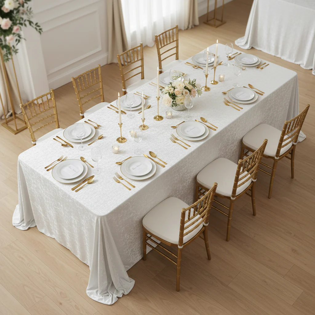 Velvet 90"x156" Rectangular Tablecloth - White - Image 2